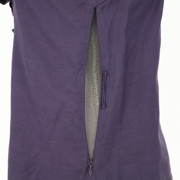 Baraschi Top Womens 6 Purple Ruffle Neck Blouse Side Zip Lined Fitted Romantic - Picture 11 of 16